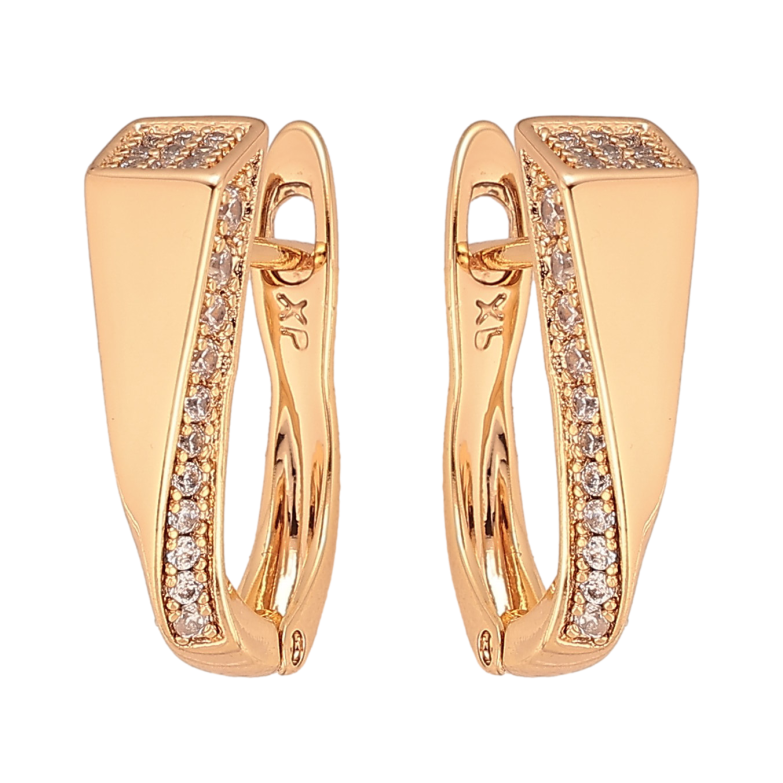 Сережки Xuping колір Позолота 18К англійський замок "Візерунок з кристалами" фото №1 Сережки Xuping колір Позолота 18К англійський замок "Візерунок з кристалами" фото №1