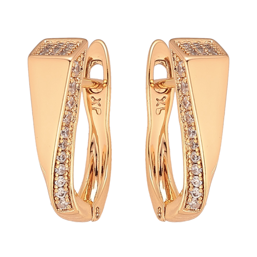 Серьги Xuping цвет Позолота 18К английский замок "Узор с кристаллами" фото №1 Серьги Xuping цвет Позолота 18К английский замок "Узор с кристаллами" фото №1