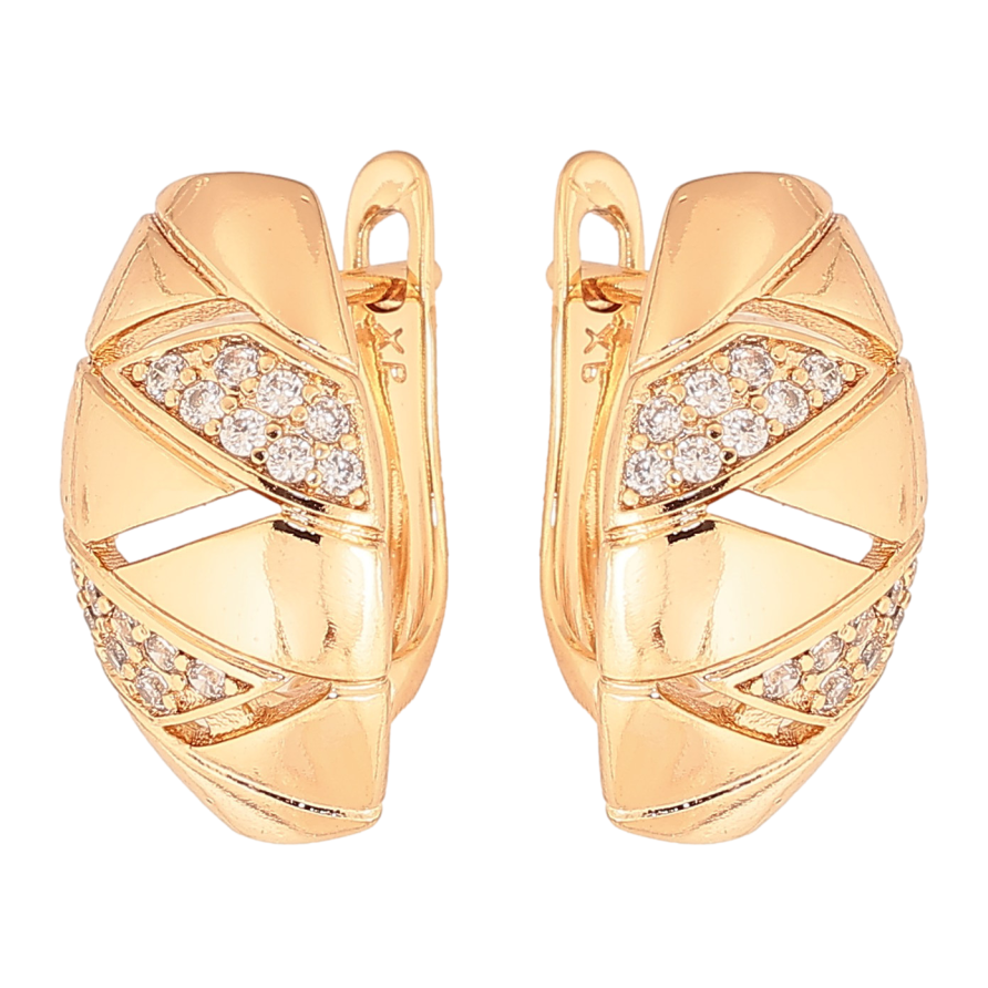 Сережки Xuping колір Позолота 18К англійський замок "Візерунок з кристалами" фото №1