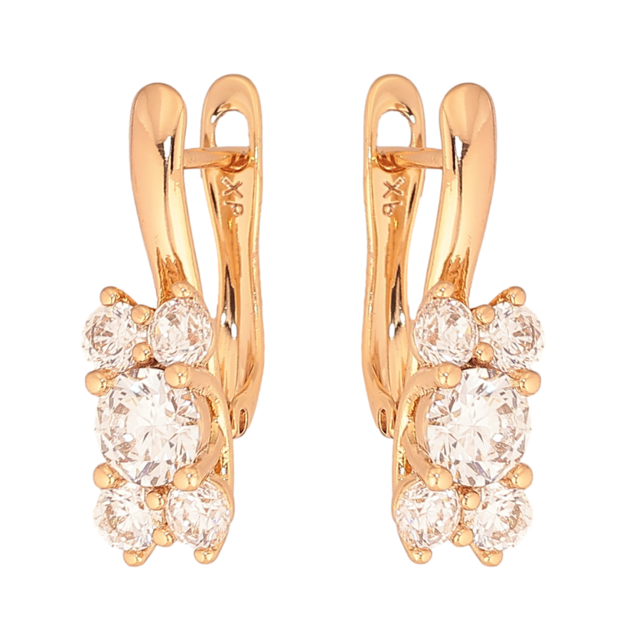 Серьги Xuping цвет Позолота 18К английский замок "Узор с кристаллами" фото №1 Серьги Xuping цвет Позолота 18К английский замок "Узор с кристаллами" фото №1