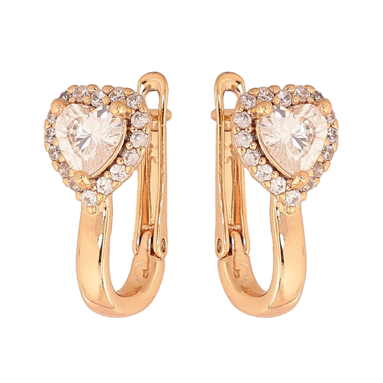Сережки Xuping колір Позолота 18K англійський замок "Кристальні серця" фото №1