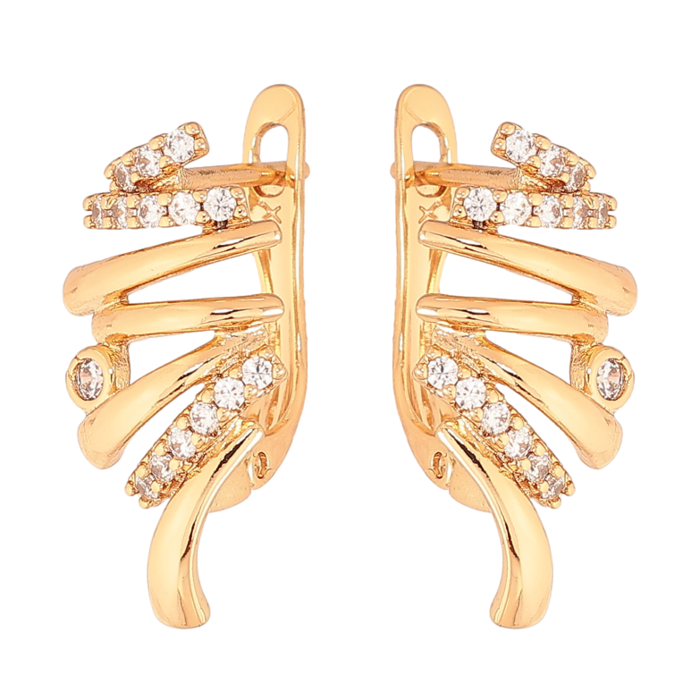 Серьги Xuping цвет Позолота 18K английский замок "Узор с кристаллами" фото №1