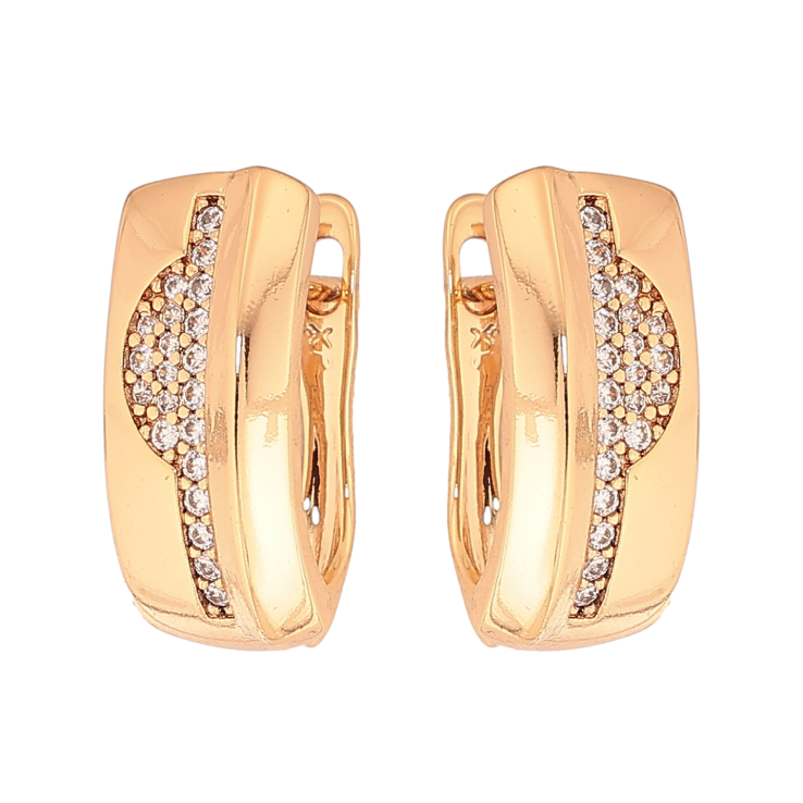 Сережки Xuping колір Позолота 18К англійський замок "Візерунок з кристалами" фото №13