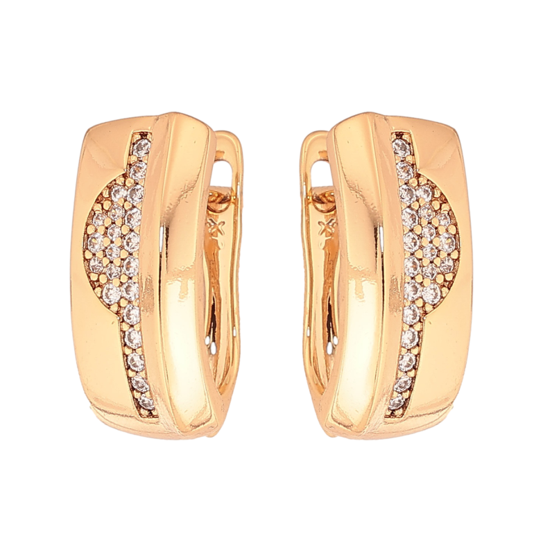 Серьги Xuping цвет Позолота 18К английский замок "Узор с кристаллами" фото №4