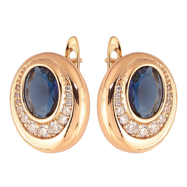 Сережки Xuping колір Позолота 18K англійський замок "Візерунок з синіми кристалами" фото №18