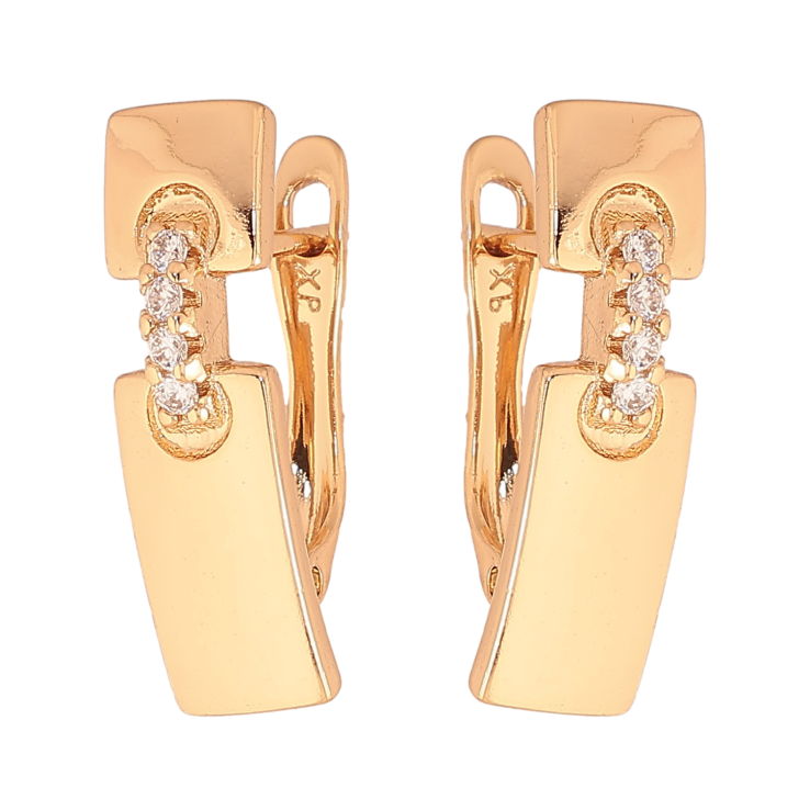 Сережки Xuping колір Позолота 18К англійський замок "Візерунок з кристалами" фото №4