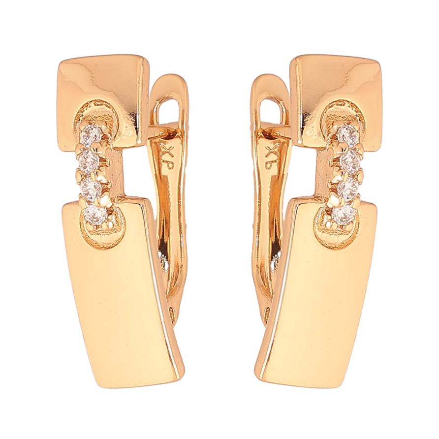 Сережки Xuping колір Позолота 18К англійський замок "Візерунок з кристалами" фото №1