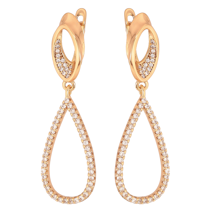 Сережки Xuping колір Позолота 18К англійський замок "Витончені підвіски з кристалами" фото №4