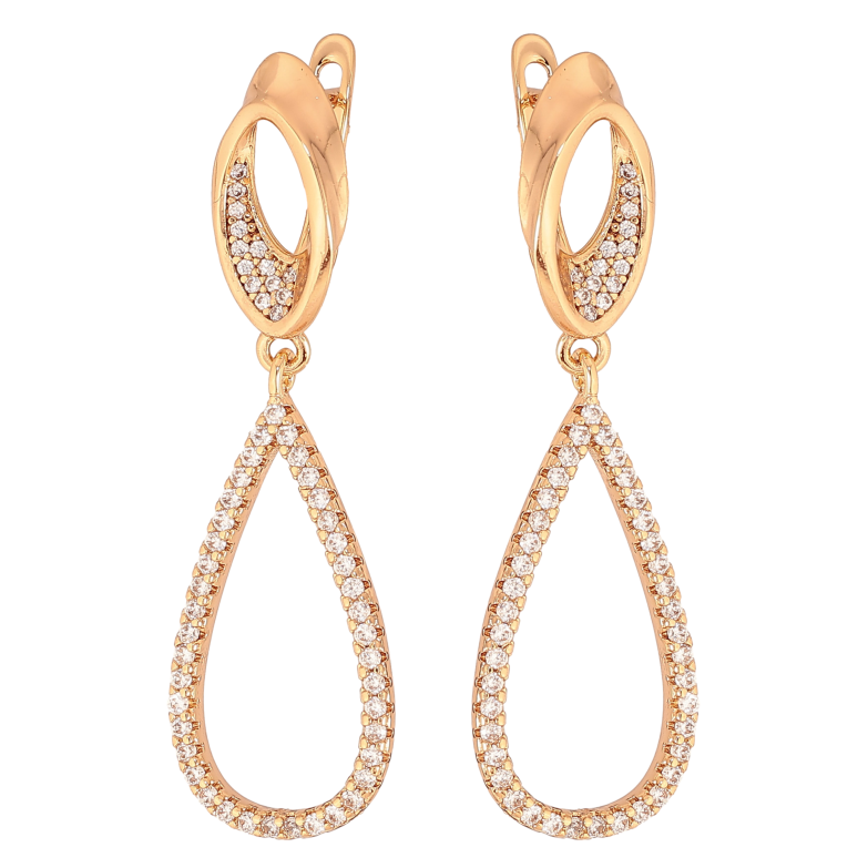 Серьги Xuping цвет Позолота 18К английский замок "Изящные подвески с кристаллами" фото №1