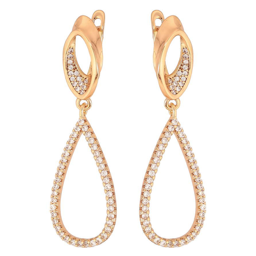 Сережки Xuping колір Позолота 18К англійський замок "Витончені підвіски з кристалами" фото №1