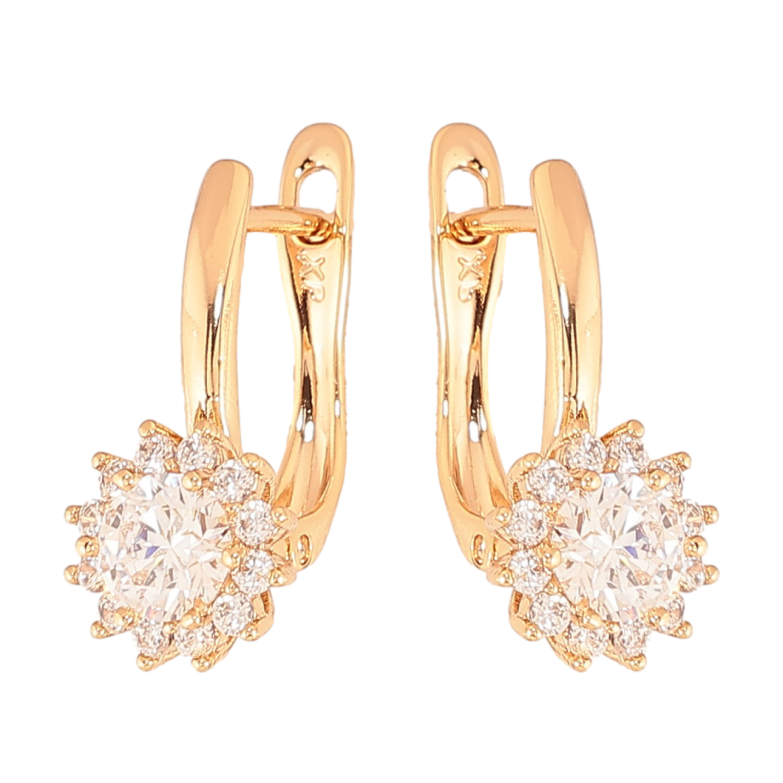 Серьги Xuping цвет Позолота 18К английский замок "Узор с кристаллами" фото №1 Серьги Xuping цвет Позолота 18К английский замок "Узор с кристаллами" фото №1