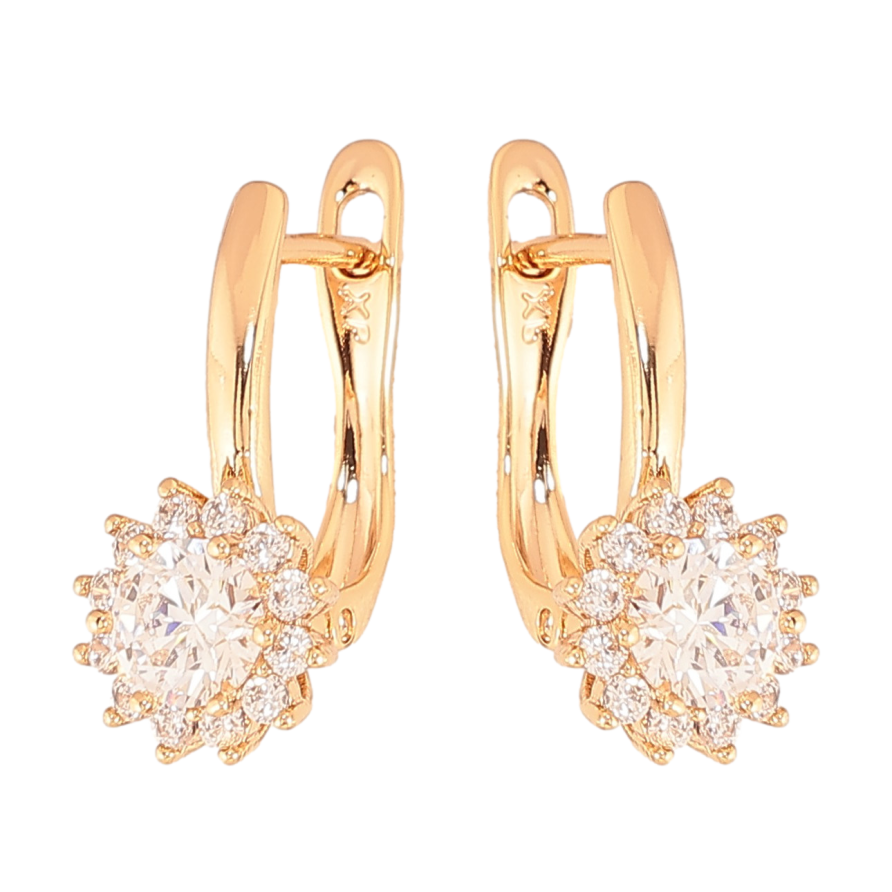 Сережки Xuping колір Позолота 18К англійський замок "Візерунок з кристалами" фото №1 Сережки Xuping колір Позолота 18К англійський замок "Візерунок з кристалами" фото №1