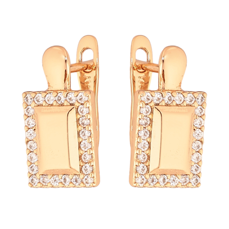 Серьги Xuping цвет Позолота 18K английский замок "Узор с кристаллами" фото №6