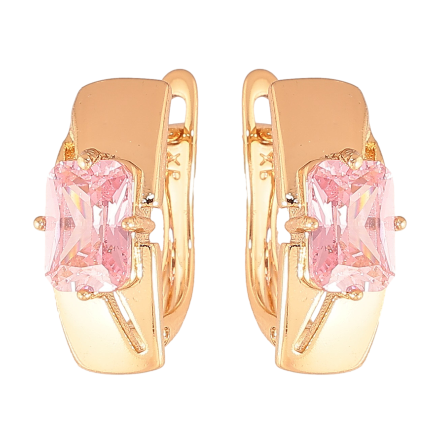 Серьги Xuping цвет Позолота 18K английский замок "Узор с розовыми кристаллами" фото №1 Серьги Xuping цвет Позолота 18K английский замок "Узор с розовыми кристаллами" фото №1