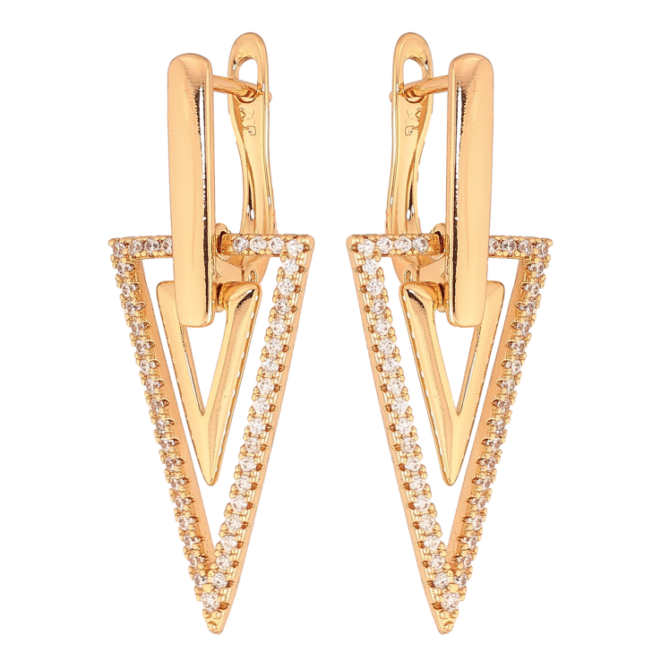 Сережки Xuping колір Позолота 18K англійський замок "Трикутні підвіски з кристалами" фото №16 Сережки Xuping колір Позолота 18K англійський замок "Трикутні підвіски з кристалами" фото №16