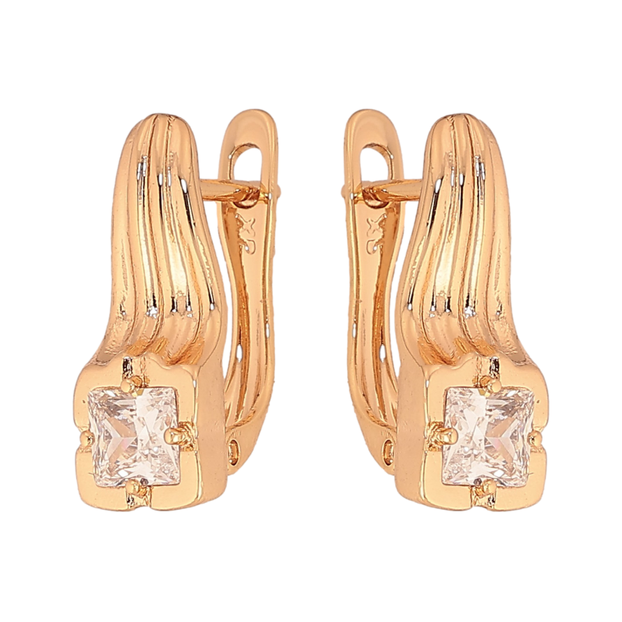 Серьги Xuping цвет Позолота 18К английский замок "Узор с кристаллами" фото №1 Серьги Xuping цвет Позолота 18К английский замок "Узор с кристаллами" фото №1