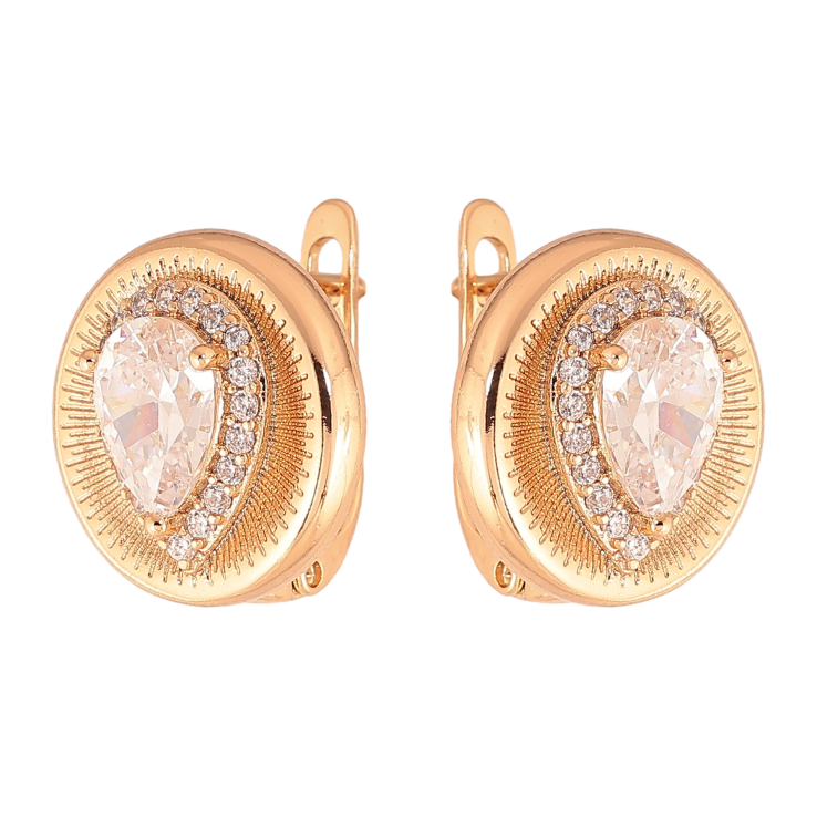 Серьги Xuping цвет Позолота 18K английский замок "Узор с кристаллами" фото №4