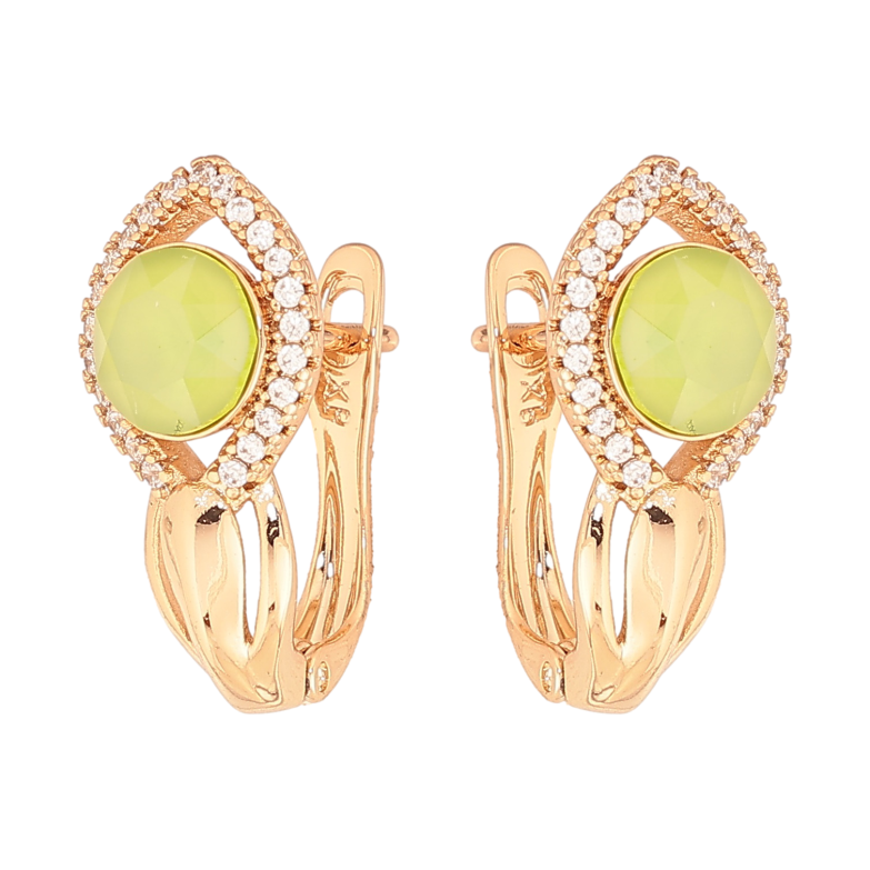 Сережки Xuping колір Позолота 18K англійський замок "Візерунок з лимонними кристалами" фото №1