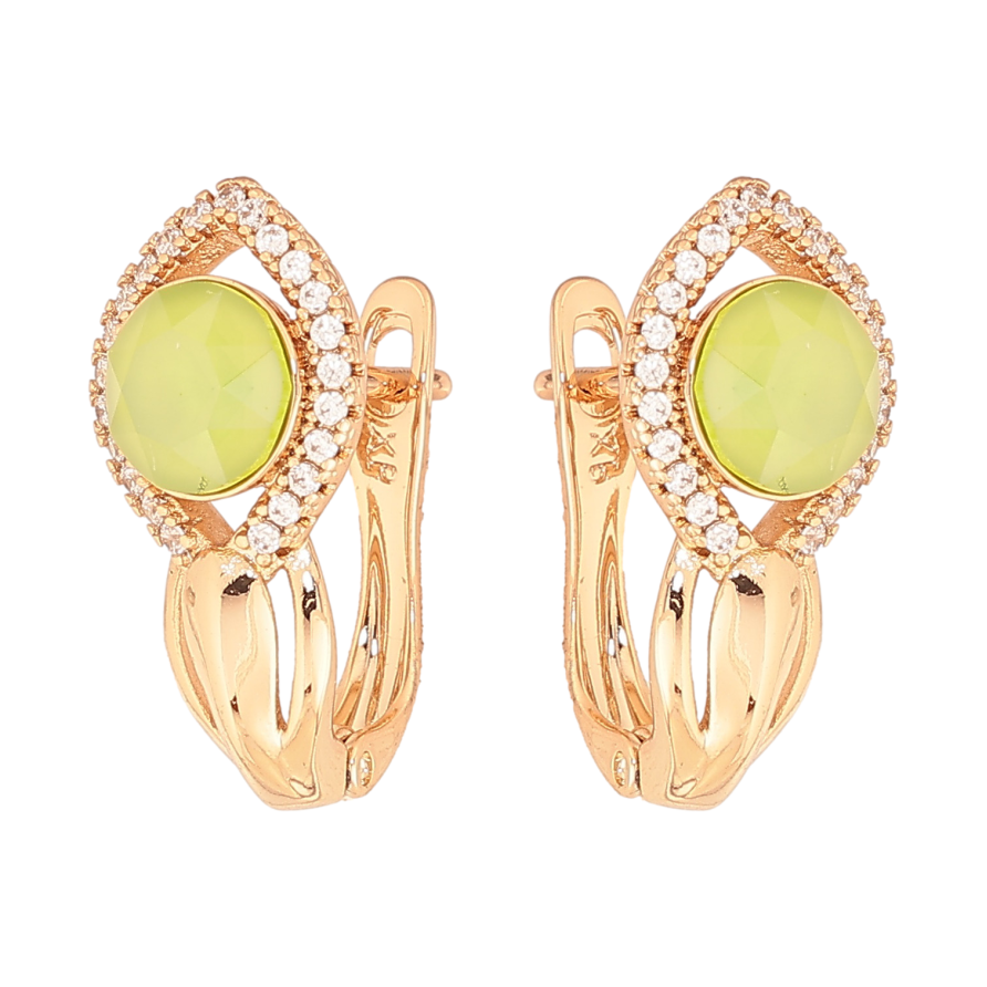 Сережки Xuping колір Позолота 18K англійський замок "Візерунок з лимонними кристалами" фото №1