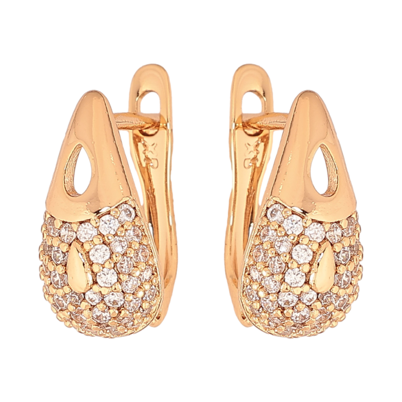 Сережки Xuping колір Позолота 18К англійський замок "Візерунок з кристалами" фото №1