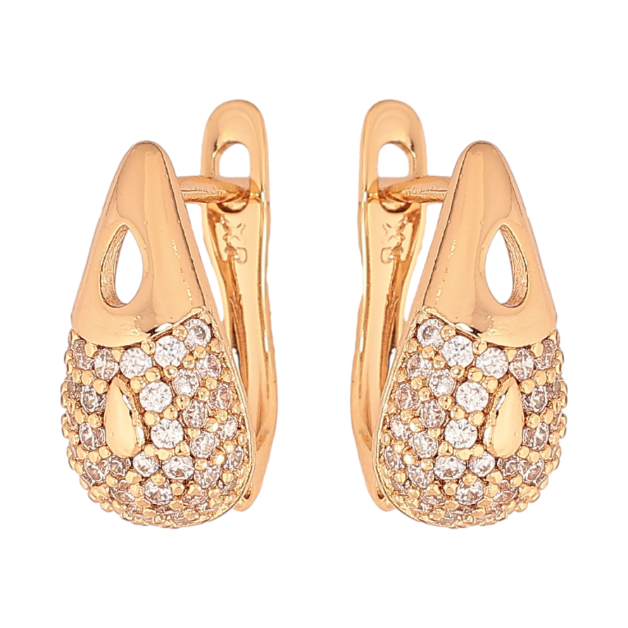 Сережки Xuping колір Позолота 18К англійський замок "Візерунок з кристалами" фото №1