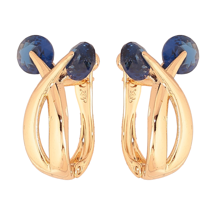 Серьги Xuping цвет Позолота 18К английский замок "Узор с синими кристаллами" фото №4 Серьги Xuping цвет Позолота 18К английский замок "Узор с синими кристаллами" фото №4