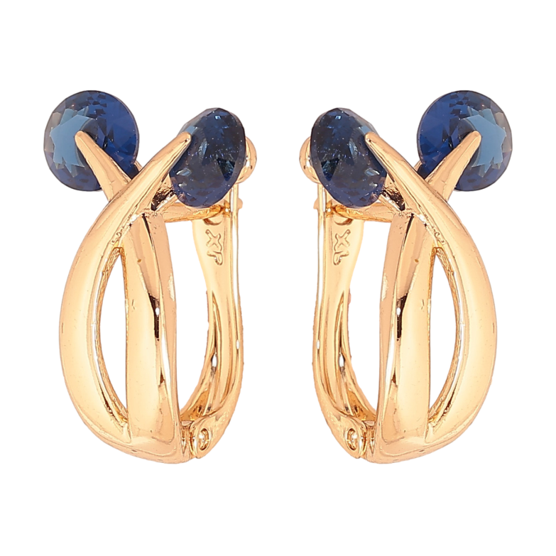 Серьги Xuping цвет Позолота 18К английский замок "Узор с синими кристаллами" фото №1 Серьги Xuping цвет Позолота 18К английский замок "Узор с синими кристаллами" фото №1