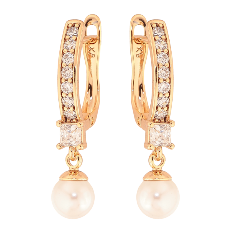 Серьги Xuping цвет Позолота 18K английский замок "Жемчужные подвески" фото №2 Серьги Xuping цвет Позолота 18K английский замок "Жемчужные подвески" фото №2