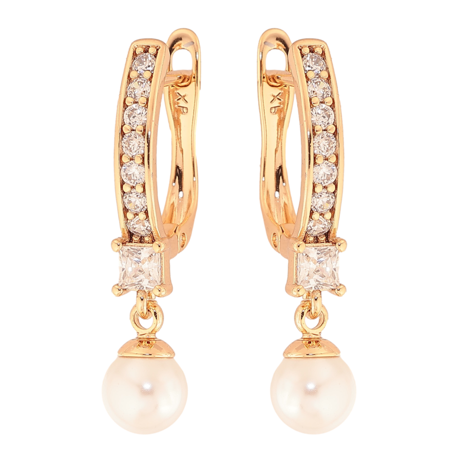 Серьги Xuping цвет Позолота 18K английский замок "Жемчужные подвески" фото №1 Серьги Xuping цвет Позолота 18K английский замок "Жемчужные подвески" фото №1