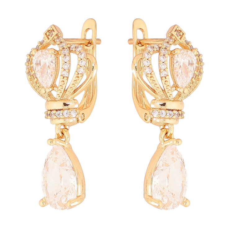 Серьги Xuping цвет Позолота 18K английский замок "Изящные подвески с кристаллами" фото №11