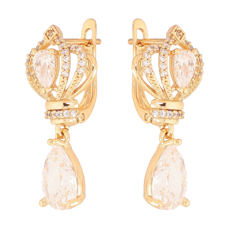 Серьги Xuping цвет Позолота 18K английский замок "Изящные подвески с кристаллами" фото №1