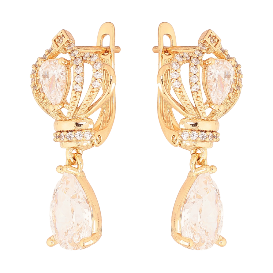 Сережки Xuping колір Позолота 18K англійський замок "Витончені підвіски з кристалами" фото №1