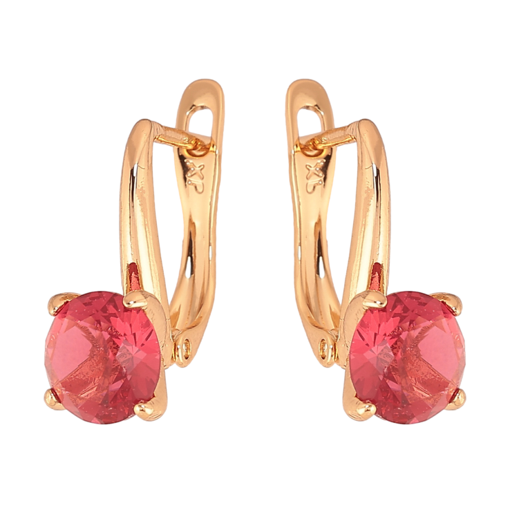 Серьги Xuping цвет Позолота 18K английский замок "Малиновые кристаллы на дужках" ø 7мм фото №14