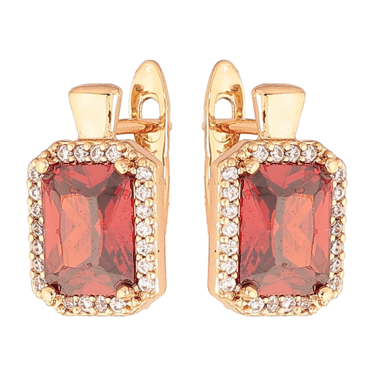 Серьги Xuping цвет Позолота 18K английский замок "Красные кристаллы в обрамлении" фото №18 Серьги Xuping цвет Позолота 18K английский замок "Красные кристаллы в обрамлении" фото №18