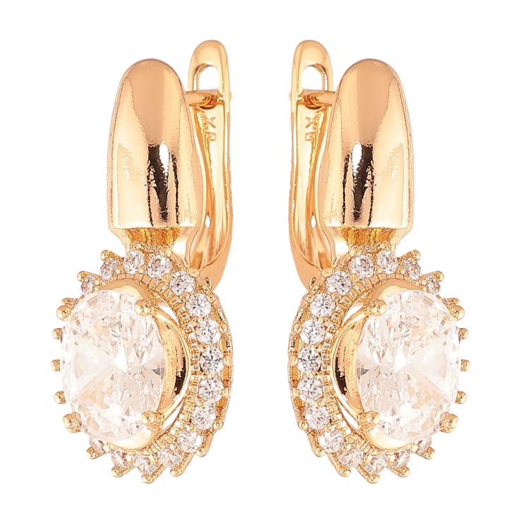 Серьги Xuping цвет Позолота 18K английский замок "Кристаллы в обрамлении" фото №6 Серьги Xuping цвет Позолота 18K английский замок "Кристаллы в обрамлении" фото №6