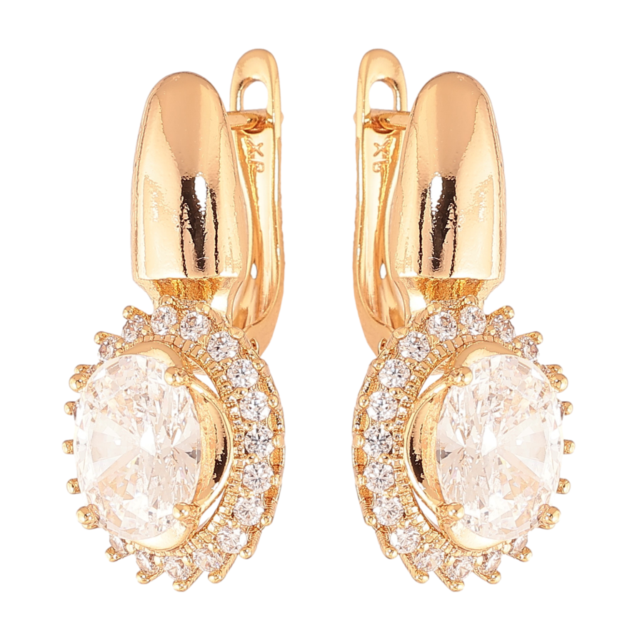 Серьги Xuping цвет Позолота 18K английский замок "Кристаллы в обрамлении" фото №1 Серьги Xuping цвет Позолота 18K английский замок "Кристаллы в обрамлении" фото №1