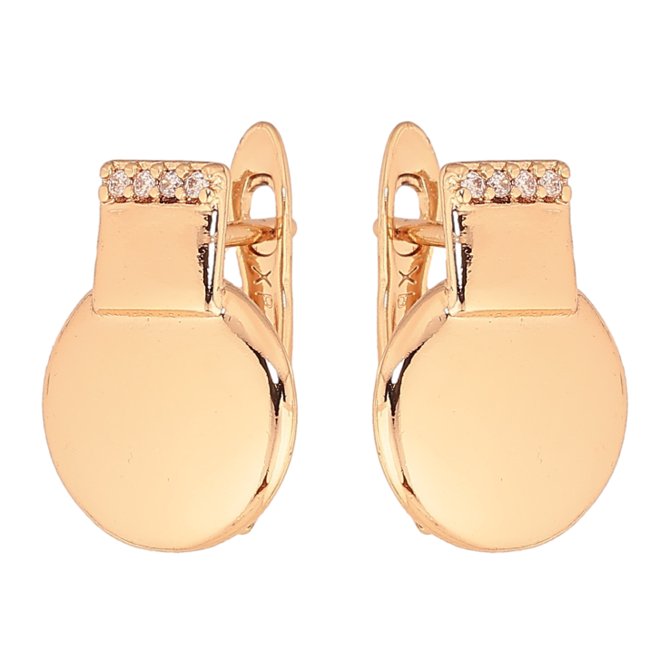 Серьги Xuping цвет Позолота 18К английский замок "Узор с кристаллами" фото №24