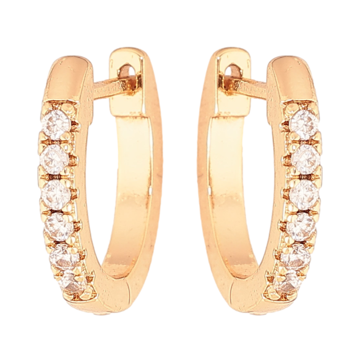 Сережки Xuping колір Позолота 18К англійський замок "Доріжки кристалів" фото №2