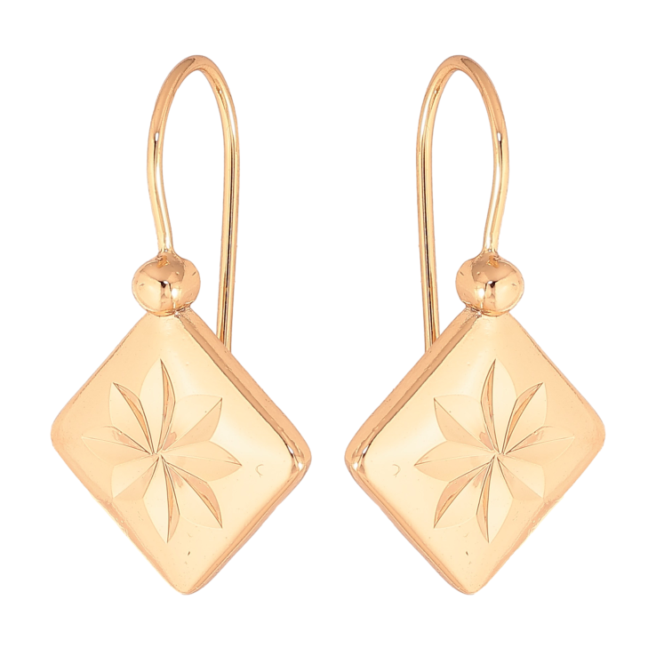 Серьги Xuping цвет Позолота 18K французский замок "Ромбы с узором" фото №4