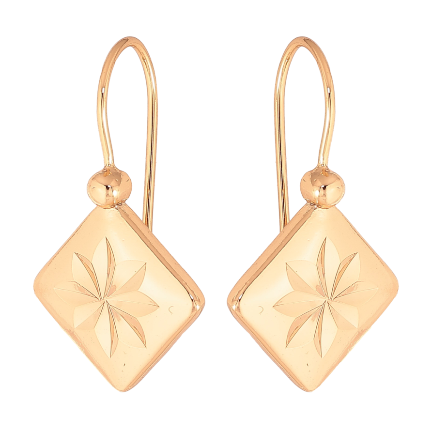 Серьги Xuping цвет Позолота 18K французский замок "Ромбы с узором" фото №1