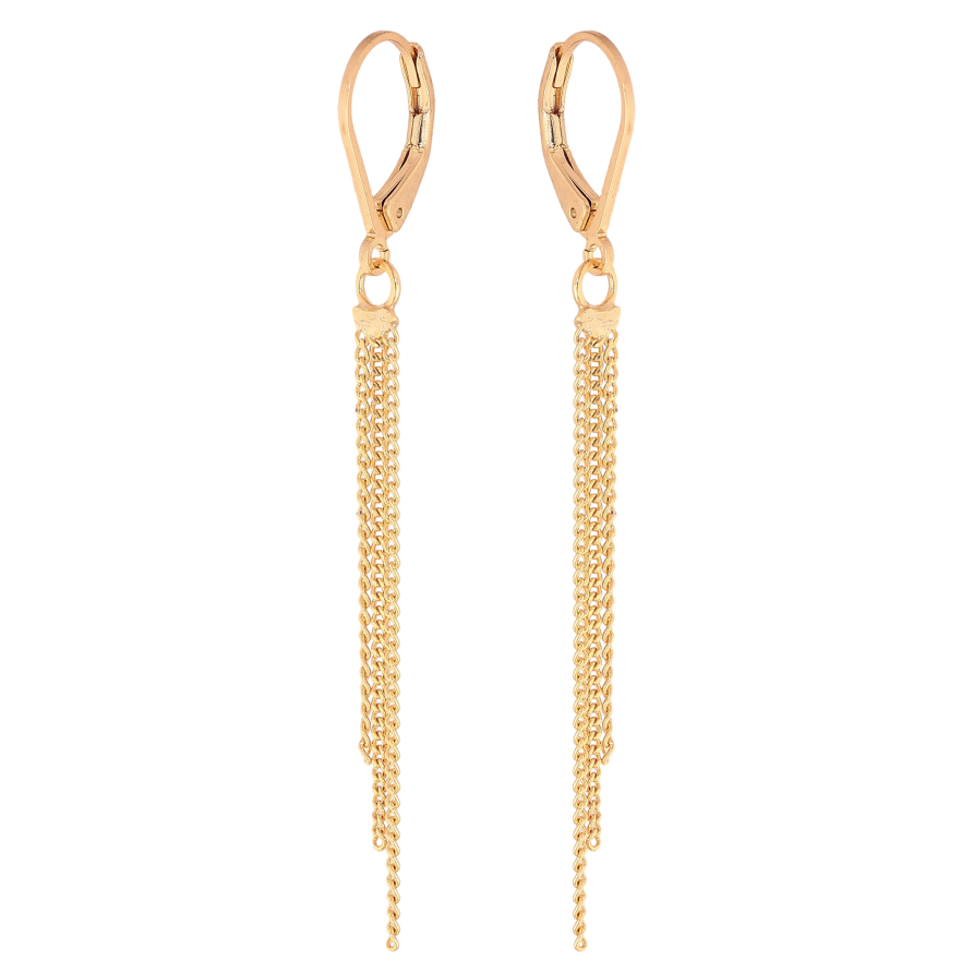 Серьги Xuping цвет Позолота 18K французский замок "Подвески из цепочек" фото №1