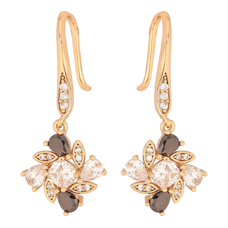 Сережки Xuping колір Позолота 18К французький замок "Підвіски з чорно-білими кристалами" фото №2