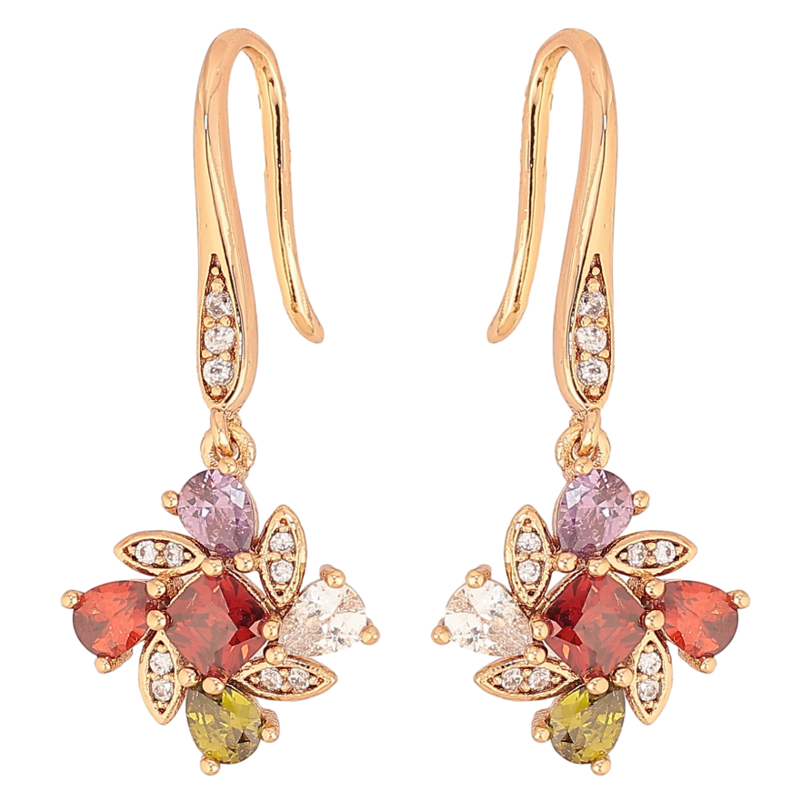 Серьги Xuping цвет Позолота 18К французский замок "Подвески с разноцветными кристаллами" фото №1