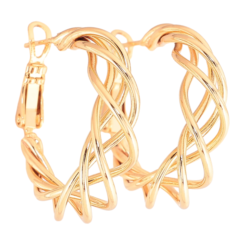 Серьги Xuping цвет позолота 18K итальянский замок декоративные ø 2.5см фото №1