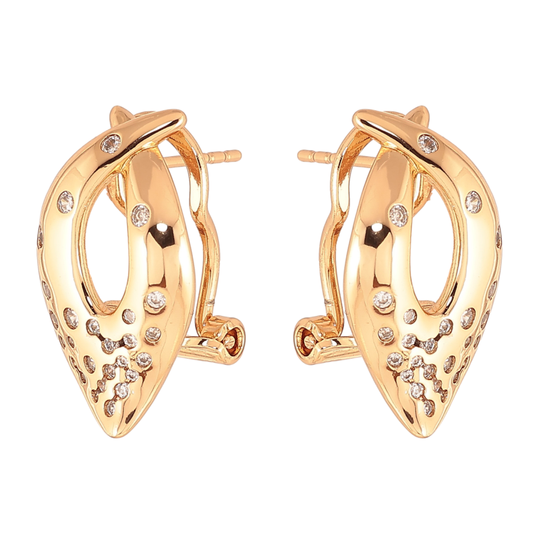 Серьги Xuping цвет Позолота 18К итальянский замок "Узор с кристаллами" фото №1