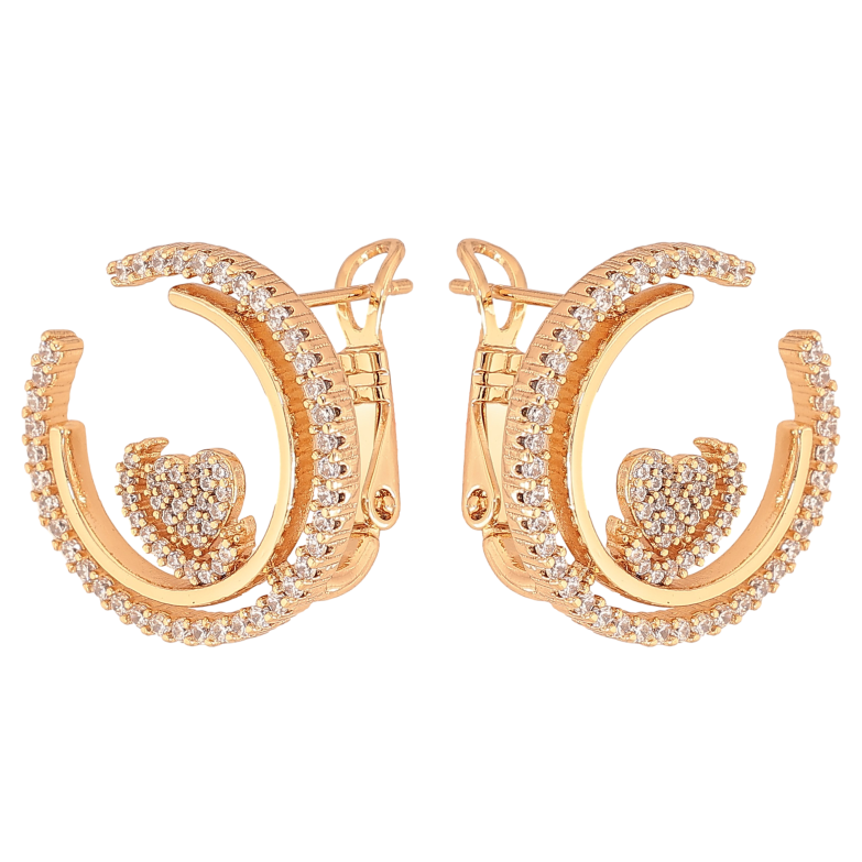 Серьги Xuping цвет Позолота 18К итальянский замок "Инкрустация кристаллами" фото №1