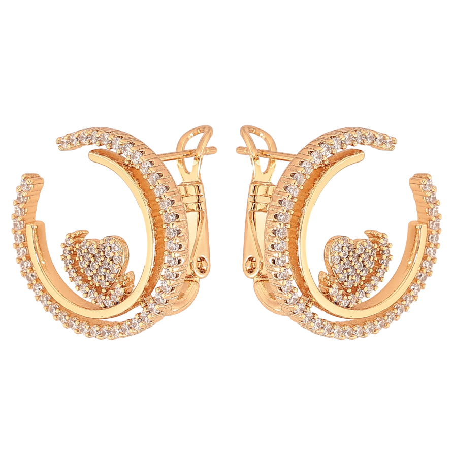 Серьги Xuping цвет Позолота 18К итальянский замок "Инкрустация кристаллами" фото №1