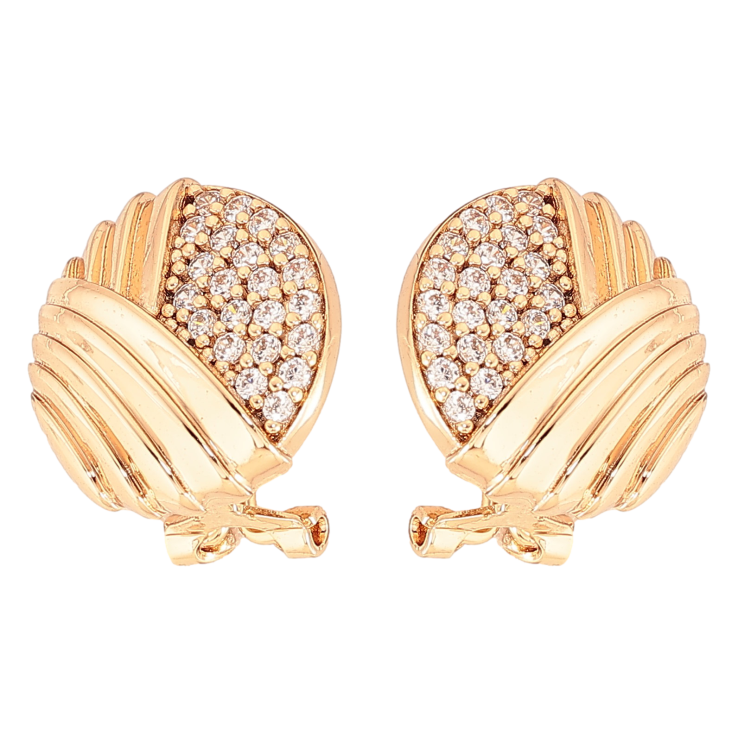 Сережки Xuping колір Позолота 18К італійський замок "Візерунок з інкрустацією кристалами" фото №2