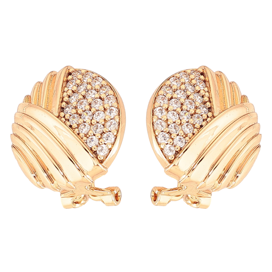 Серьги Xuping цвет Позолота 18К итальянский замок "Узор с инкрустацией кристаллами" фото №1