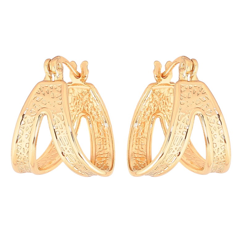 Сережки Xuping колір позолота 18K італійський замок декоративний візерунок фото №1